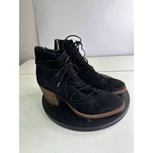 Sam Edelman Women 8.5M Millard Black Suede Lace Up/Suede Zip Ankle Booties - Picture 3 of 11